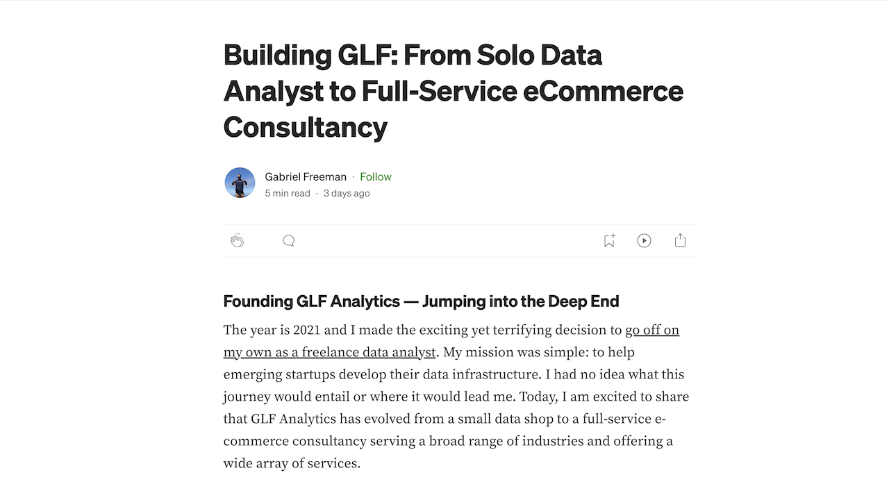 Building GLF: From Solo Data Analyst to Full-Service eCommerce Consultancy